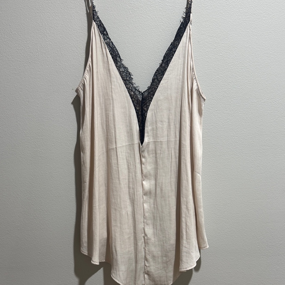 Mustard Seed Beige Cami with Black Lace